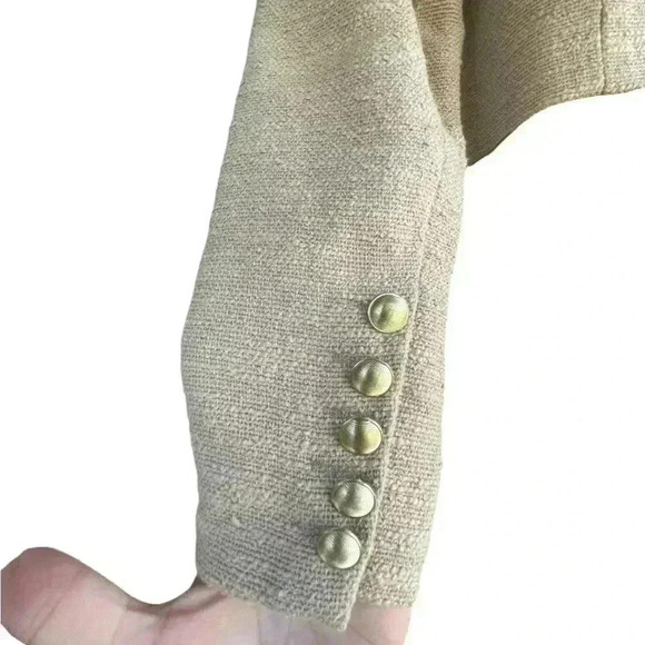 House of Harlow 1960 tweed blazer women’s tan gold buttons sz XS used like new - Picture 8 of 11
